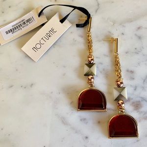 NWT Nocturne Luna Wine 18K Dangle Earrings
